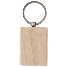 Portachiavi in legno e anello in  acciaio rettangolare